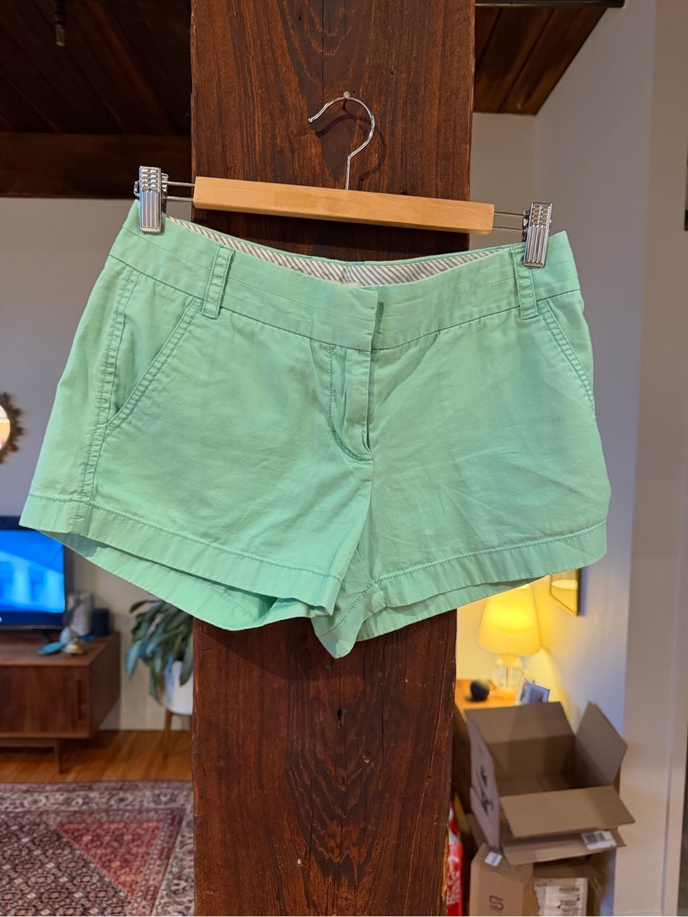 J. Crew Women's Mint Green broken in chino shorts
